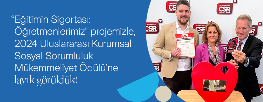 Uluslararası Kurumsal Sosyal Sorumluluk Mükemmeliyet Ödülü’ne layık görüldüğümüzü duyurmaktan büyük mutluluk ve gurur duyuyoruz!