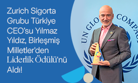 Zurich Türkiye CEO'su Yılmaz Yıldız, Birleşmiş Milletler Sürdürülebilir Kalkınma Amaçları Öncüsü Ödülünü Alırken