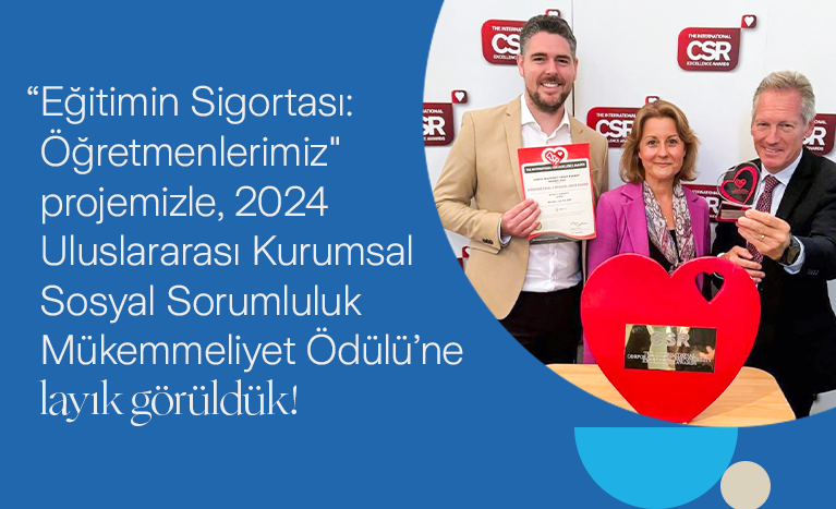 Uluslararası Kurumsal Sosyal Sorumluluk Mükemmeliyet Ödülü’ne layık görüldüğümüzü duyurmaktan büyük mutluluk ve gurur duyuyoruz!