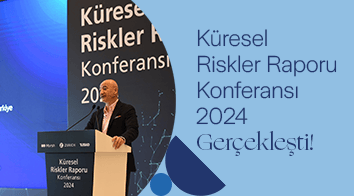 Zurich Türkiye CEO’su Yılmaz Yıldız, Küresel Riskler Raporu 2024 tanıtımında konuşma yaparken.
